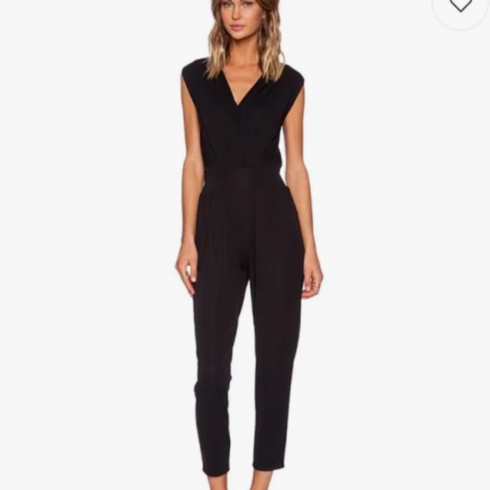 Bailey 44 black faux wrap tank cropped leg jumpsuit size medium